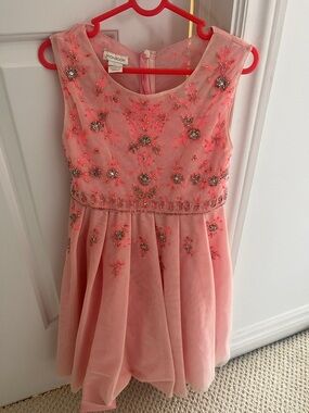 Monsoon Pink Embroidered Party Dress for Girls